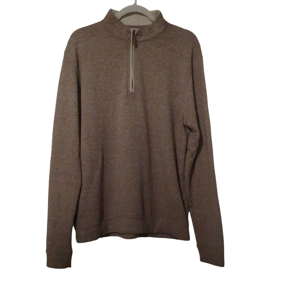 Johnnie-O Heather Brown Half Zip Soft Pullover Shirt L